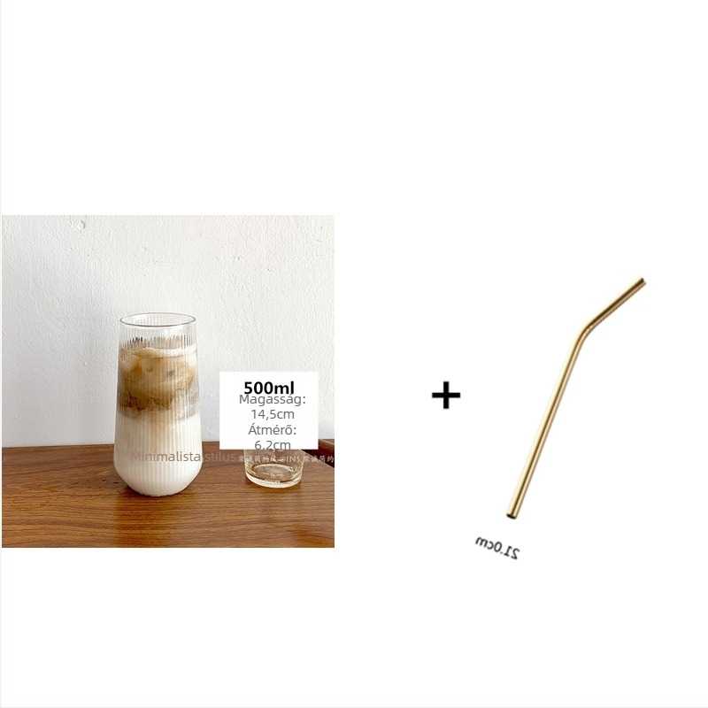 Hőálló üveg pohár – Nordic stílus, szívószallal, hordozható, egylétegű