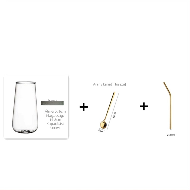 Hőálló üveg pohár – Nordic stílus, szívószallal, hordozható, egylétegű