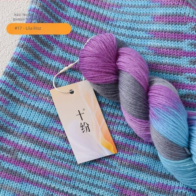 Kézzel festett gyapjúfonal (kevert fonal; hurokfonal; ring-spun; kézi kötéshez; Termékszám: 80 kézzel festett gyapjúfonal)