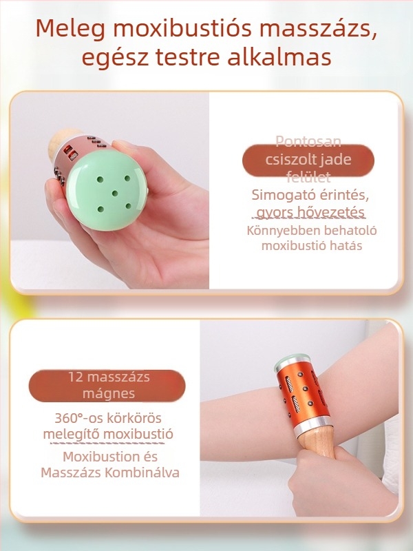 Masszázs pálca / masszázs kalap – hordozható eszköz jáde+fém+fa, Yu xi tang márka, 300 g, edzéshez és szépségápoláshoz