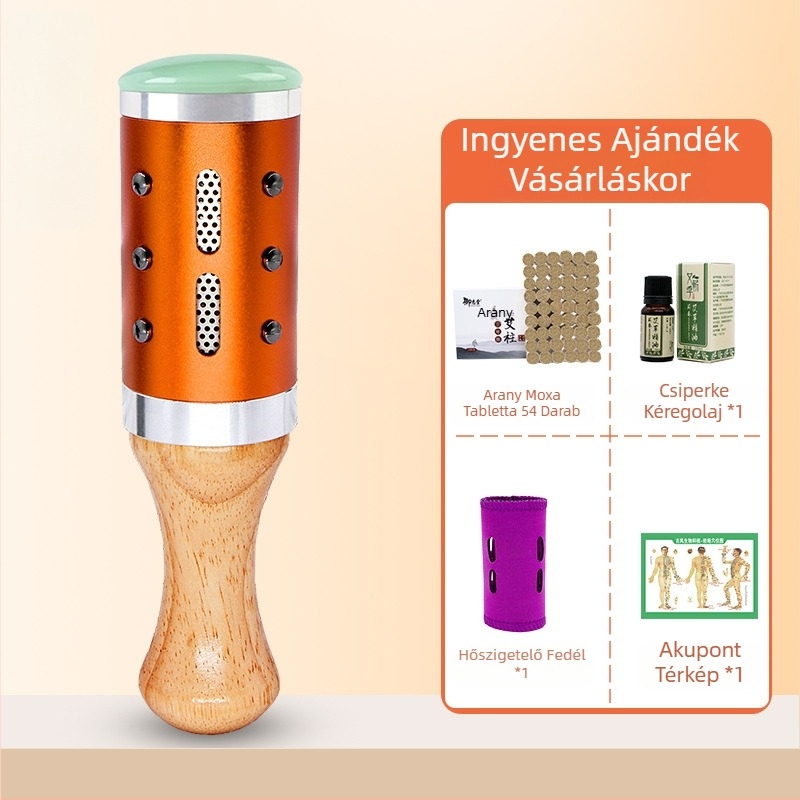 Masszázs pálca / masszázs kalap – hordozható eszköz jáde+fém+fa, Yu xi tang márka, 300 g, edzéshez és szépségápoláshoz