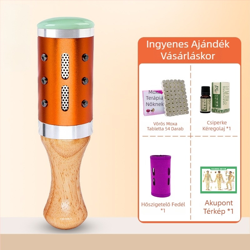 Masszázs pálca / masszázs kalap – hordozható eszköz jáde+fém+fa, Yu xi tang márka, 300 g, edzéshez és szépségápoláshoz