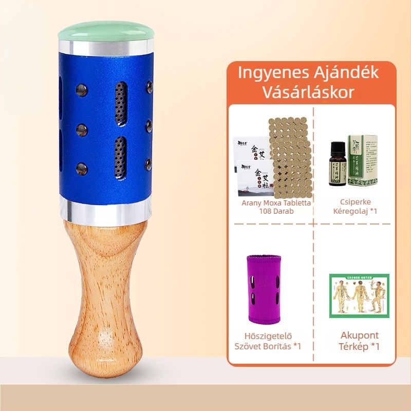 Masszázs pálca / masszázs kalap – hordozható eszköz jáde+fém+fa, Yu xi tang márka, 300 g, edzéshez és szépségápoláshoz