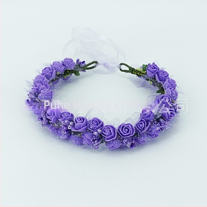 Kézzel készített fejpánt PE virág díszítéssel – koreai stílus, friss és édes, nőknek
