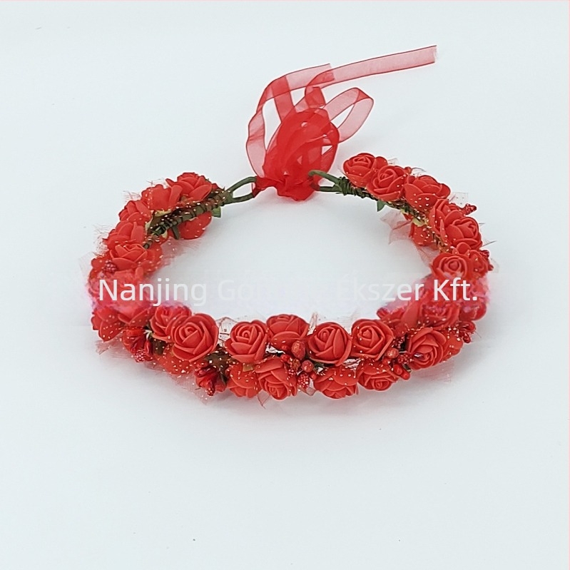 Kézzel készített fejpánt PE virág díszítéssel – koreai stílus, friss és édes, nőknek