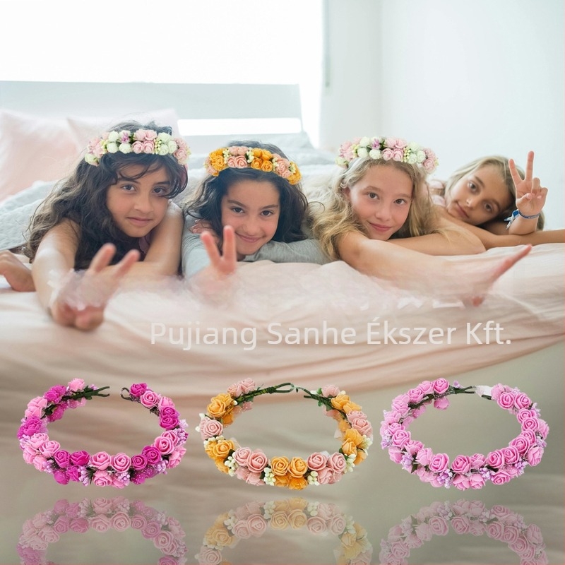Kézzel készített fejpánt PE virág díszítéssel – koreai stílus, friss és édes, nőknek