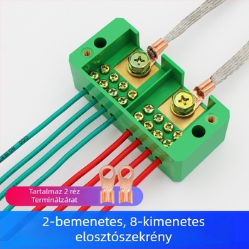 Monofázisú elosztódoboz: 2 bemenet, 8 kimenet, IP41, csavaros rögzítés, PC tűzálló burkolat