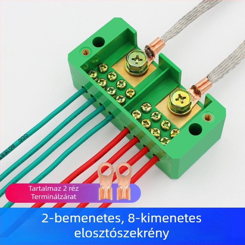 Monofázisú elosztódoboz: 2 bemenet, 8 kimenet, IP41, csavaros rögzítés, PC tűzálló burkolat