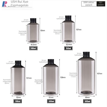 Kozmetikai üveg ferde vállú kialakítással és fém kupakkal, fém test akril/PMMA alkatrészekkel, permetezett felület