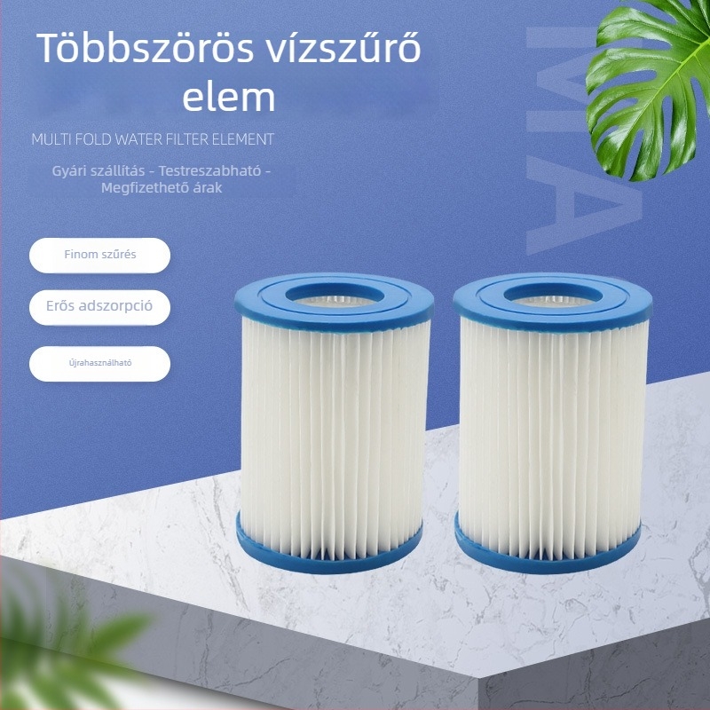 Vízszűrő elem – hajtogatható, többször hajtogatott kialakítás a medencéhez; poliészter háló; hatékony szűrőanyag; modell: többszörös hajtogatású vízszűrő elem