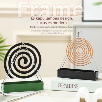 Lógatható szúnyogriasztó füstölő tartó, háromszög alakú, vas és szantálfa kivitelben, otthoni használatra