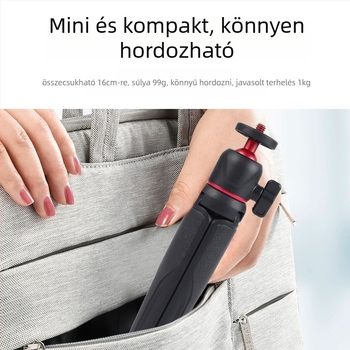 Asztali mini tripod videózáshoz, hordozható, kihúzható rúd, műanyag