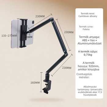 BX-N02 Tablet állvány, összecsukható forgóasztali állvány, kompatibil iPad 2/3/4 és iPad Mini, tömeg 0,85 kg