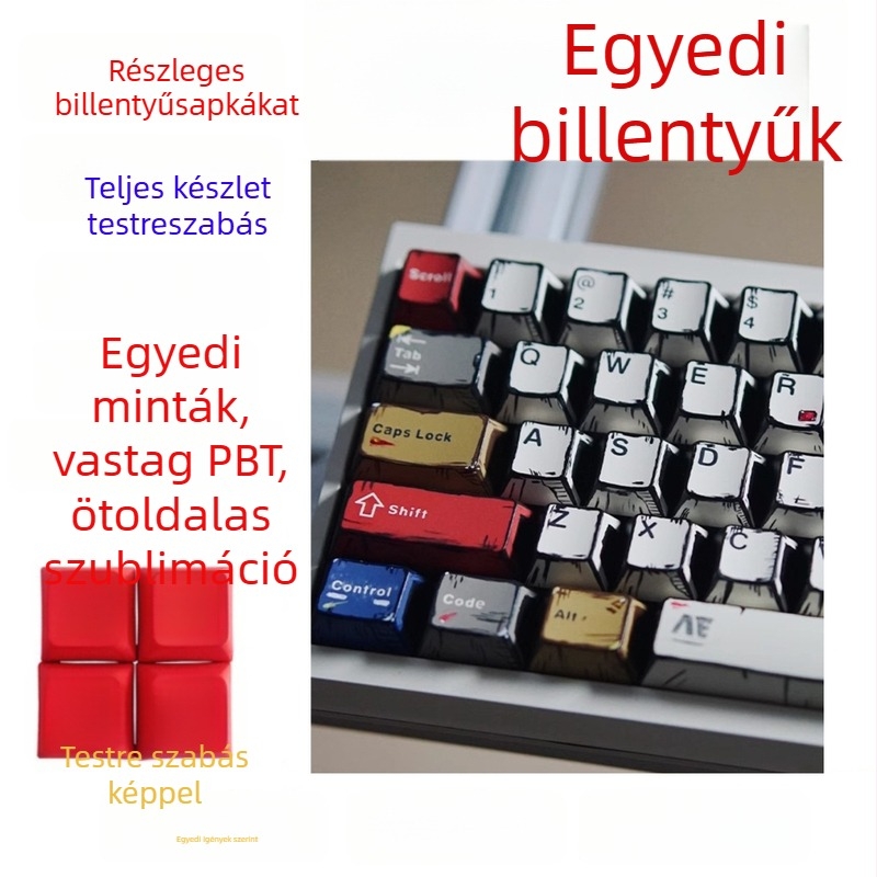 Testreszabható PBT billentyűfejek készlet mechanikus billentyűzetekhez, ötoldalas szublimáció, anime 2D dizájn, személyre szabott, teljes készlet (többnyire kompatibilis billentyűzetekkel)