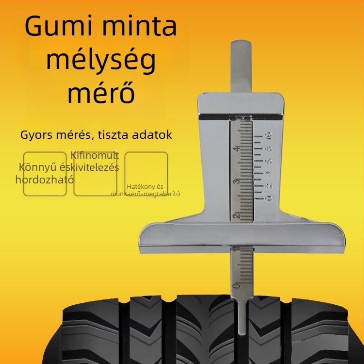 Gumi profilmélység mérő vernier tolócsíkkal, rozsdamentes acélból, 50 mm mérési tartomány, 1 mm pontosság