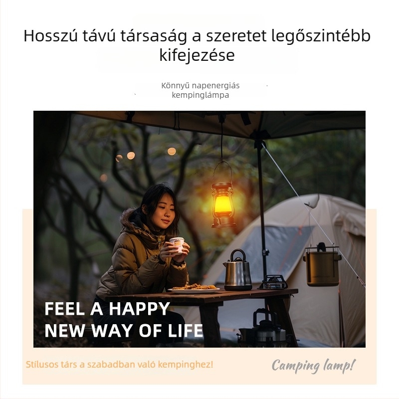 LED kempinglámpa feltöltető akkumulátorral, hordozható sátorvilágítás, 3.7V, 3W, érintéses kapcsoló