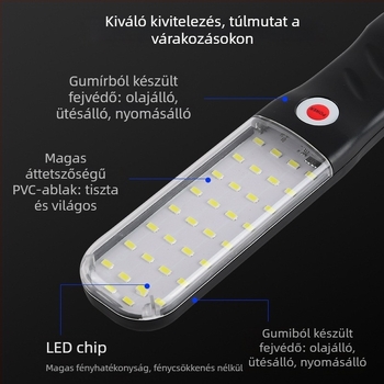 USB töltős többfunkciós vészvilágító kézi lámpa, állítható fényerő, IP65, LED 5730, 3000 lm, 5V USB tápegység