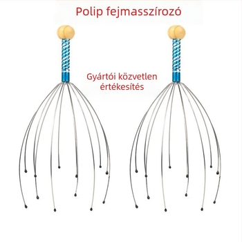 Fejmasszírozó nyolc karos dizájnnal (Mechanikus, kézi vezérlés; masszázs a fejbőrre és a hátra; 2024-ben megjelent)