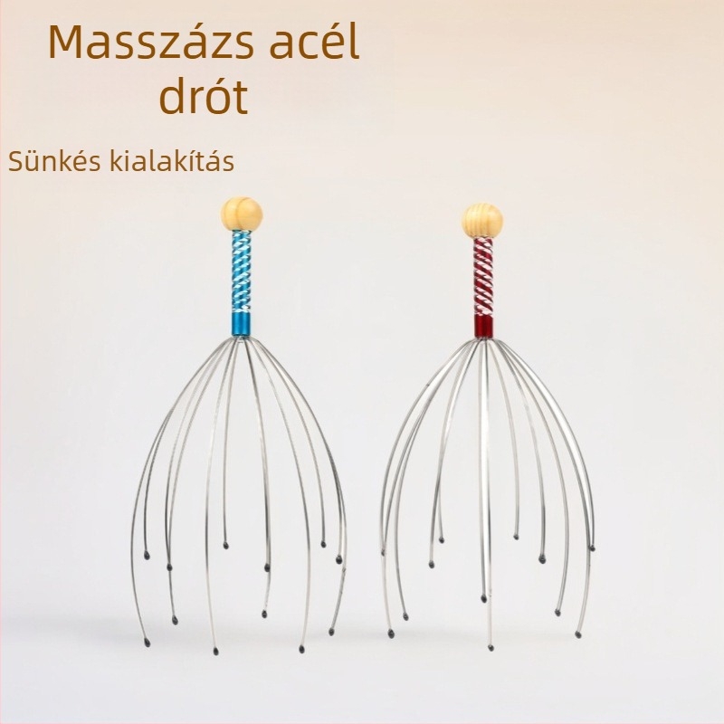 Fejmasszírozó nyolc karos dizájnnal (Mechanikus, kézi vezérlés; masszázs a fejbőrre és a hátra; 2024-ben megjelent)