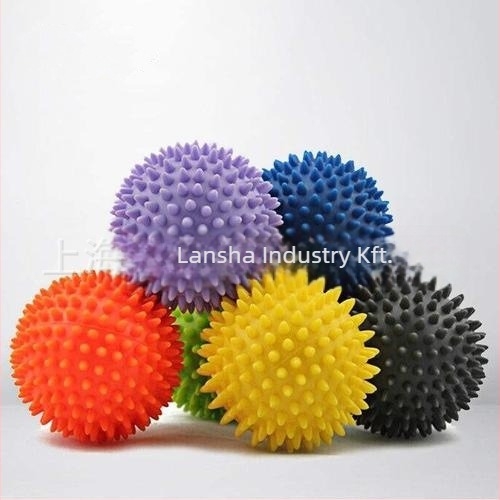 PVC tövises masszázsgömb akupunktúra és fascia masszírozáshoz — Jóga/fitneszlabda; Anyag: PVC; Tömeg: testreszabható; Feldolgozás és testreszabás: Igen; Nincs felfújva