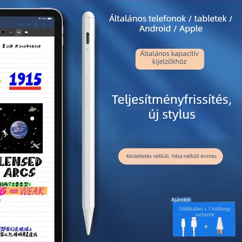 ALNK érintő stylus – univerzális kapacitív érintő toll tabletákhoz és telefonokhoz, fém burkolat, mágneses rögzítés, kompatibil Samsung, Apple, OPPO, VIVO és Xiaomi