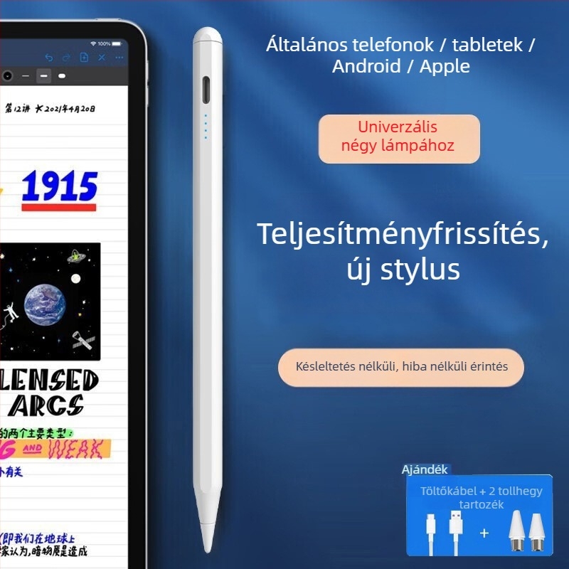 ALNK érintő stylus – univerzális kapacitív érintő toll tabletákhoz és telefonokhoz, fém burkolat, mágneses rögzítés, kompatibil Samsung, Apple, OPPO, VIVO és Xiaomi
