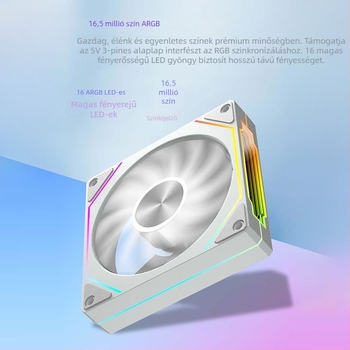 Prism 5Pro házventilátor ARGB csendes (hidraulikus csapágy, 600-1500 RPM, 20 dB(A), 4-pin PWM, ARGB 5V 3-pin)