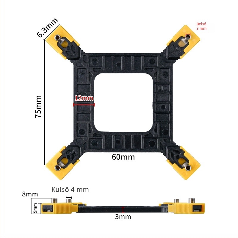 CPU hűtő radiátor rögzítő univerzális alaplapokhoz 1366/115x/775, OEM feldolgozás, hőelvezetés támogatása