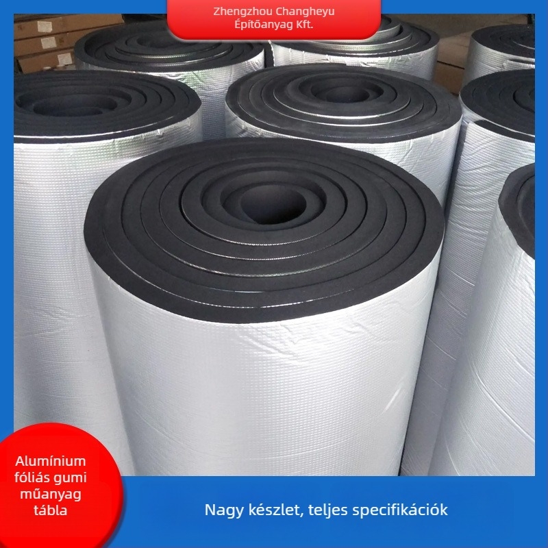Gumi- és műanyag hablap alumíniumfóliával, önadhéziós szigetelő panel tetőkhöz és üvegházakhoz - hővezetés 0.035 W/mK, működési hőmérséklet 100°C