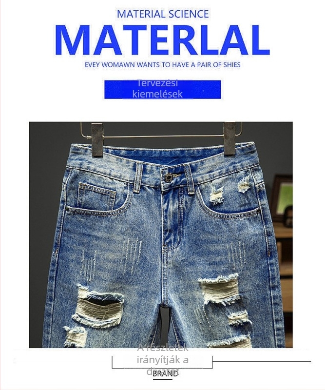 Férfi denim rövidnadrág, középmagas derekú, cipzár, mosott kivitel, japán–koreai stílus