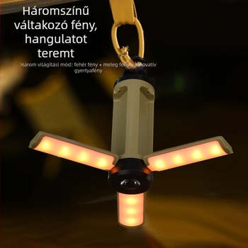 LED Kempinglámpa XF-LY23, újratöltő, 3V, 5W, 90°-os hajlított háromlapátos kialakítás