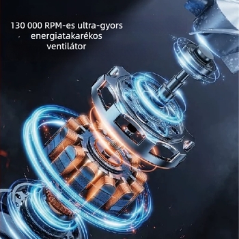 Hordozható turbina ventillátor Li-ion akkumulátorral, 5V, 4W, zaj < 36 dB, 4 sebességfokozat