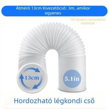 Hordozható klímaberendezés kivezetőcső (3 m hossz, 5,1 in átmérő, teleszkópos)