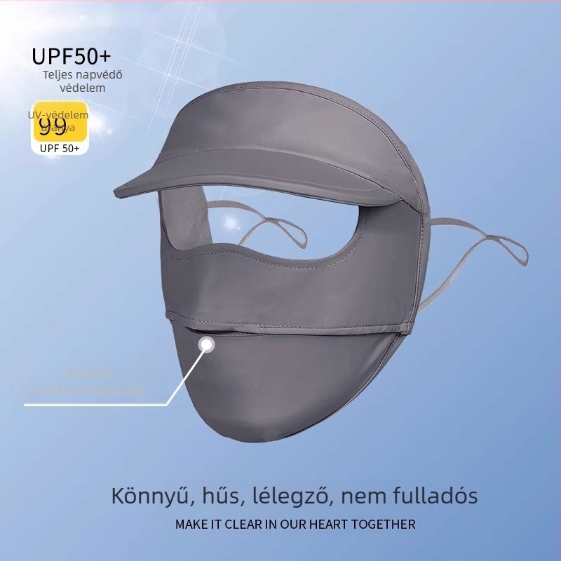 Teljes arcú UPF napvédő maszk, lélegző Ice Silk anyag, poliészter keverék, nyári kerékpározáshoz