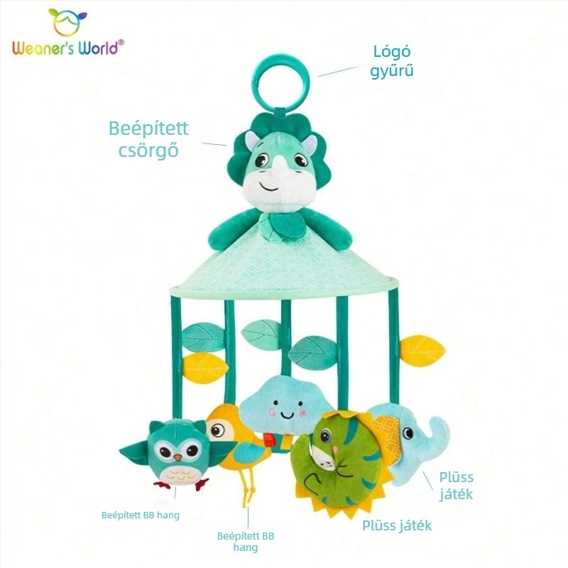Plüss függő játék haranggal, babakocsihoz és bölcsőhöz – 0–3 éveseknek