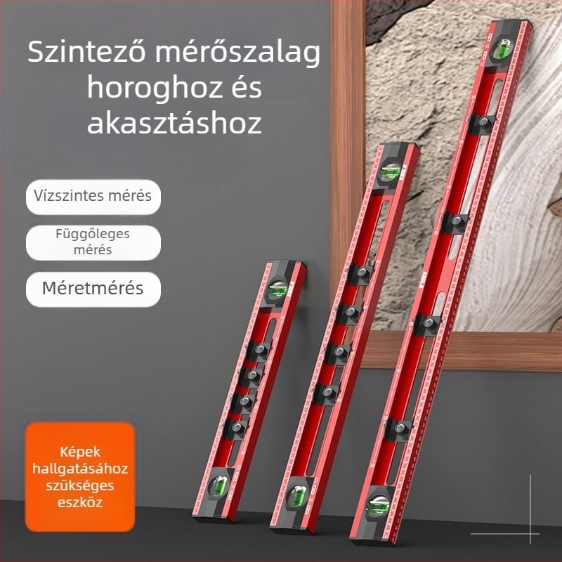 Cassio Kép felakasztásához való vízszintmérő, nagy pontosságú, többfunkciós eszköz otthonra és az irodába, kiegészítő lyukasztó funkcióval