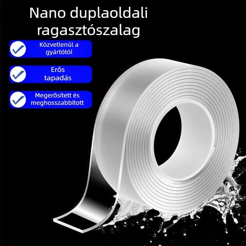 Nano kétoldalas ragasztó szalag falra rögzítéséhez - Akril ragasztó rendszer; Rögzítés ragasztással; 2017 nyári bevezetés; Hazai termék