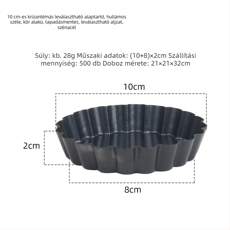 Kör alakú sütőforma szénacélból, krizantéma mintázatú éllel, tapadásmentes, levehető aljú torta- és süteményforma