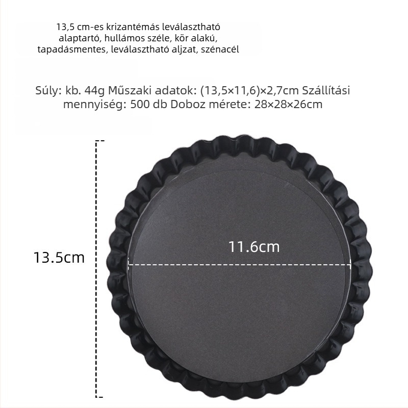 Kör alakú sütőforma szénacélból, krizantéma mintázatú éllel, tapadásmentes, levehető aljú torta- és süteményforma