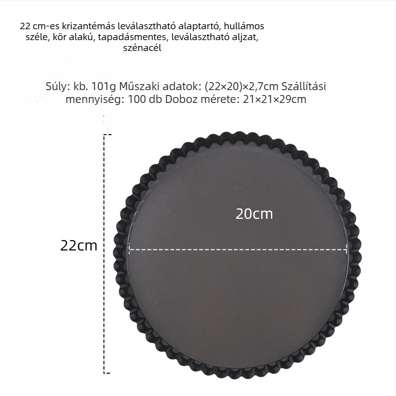 Kör alakú sütőforma szénacélból, krizantéma mintázatú éllel, tapadásmentes, levehető aljú torta- és süteményforma
