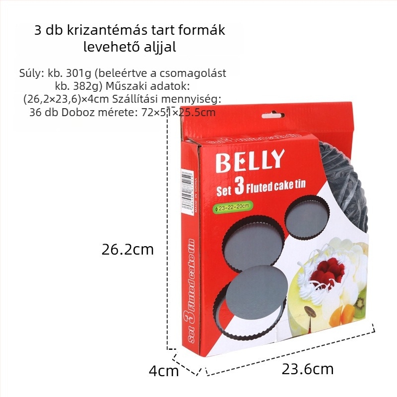 Kör alakú sütőforma szénacélból, krizantéma mintázatú éllel, tapadásmentes, levehető aljú torta- és süteményforma