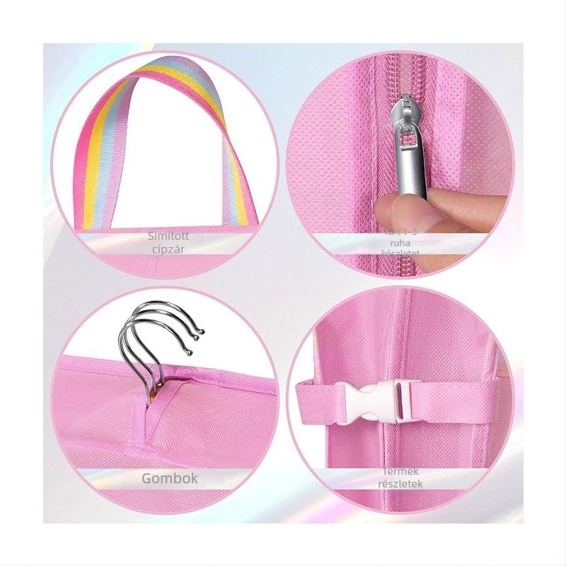 Koreai stílusú, nem szövött anyagból készült ruhazsák – ruhákhoz és kisebb tárgyakhoz, por- és nedvességálló, utazási és hálószobai tároláshoz