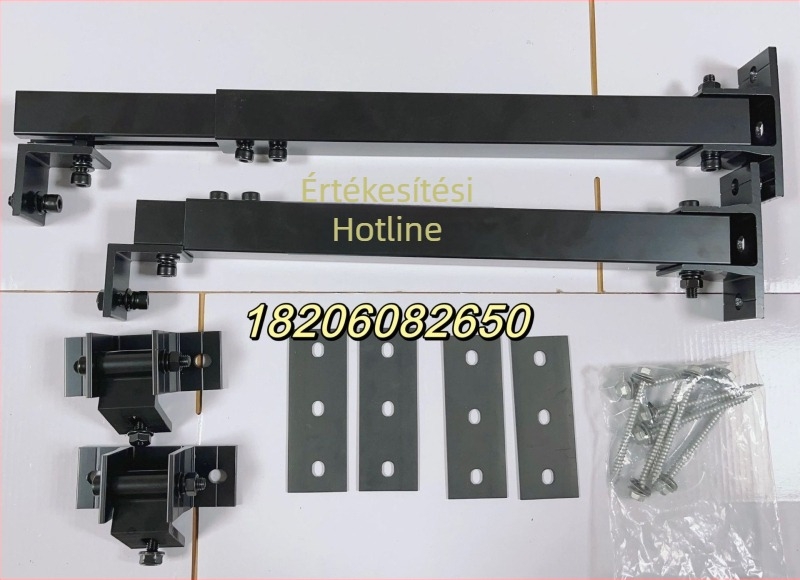 Napelem panel tartó alumínium ötvözetű AL6005-T5, állítható 15–30°, elülső és hátsó lábbal, tömeg 2