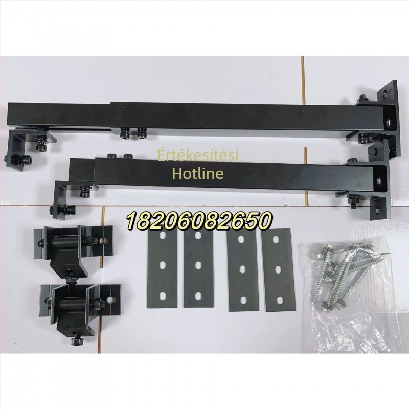 Napelem panel tartó alumínium ötvözetű AL6005-T5, állítható 15–30°, elülső és hátsó lábbal, tömeg 2