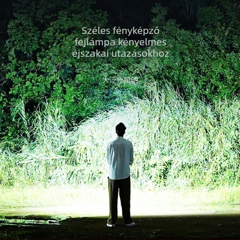 Fejlámpa beépített nagy kapacitású lítium akkumulátorral, vízálló, 97,5 g, rugalmas fejpánt