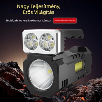 Kézben tartható LED keresőfény, újratölthető akkumulátorral, 200–500 m hatótávolság, 6W, 2400 mAh, töltő a csomagban