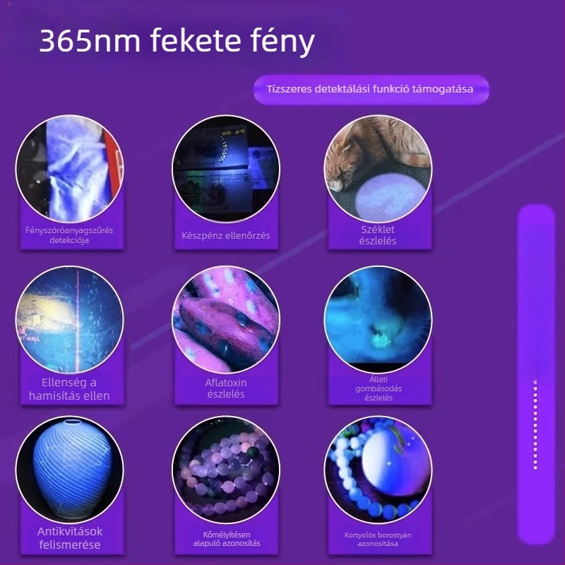 365 nm-es UV zseblámpa jadeit és drágakövek azonosítására fluoreszcenciával, ABS ház, Shatuo Tribe LED, CE tanúsítvány