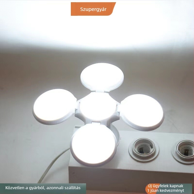 Mini futballlámpa, összecsukható kialakítás, 28W, 1600 lm, 360° fénysugár, E27 foglalat, IP20