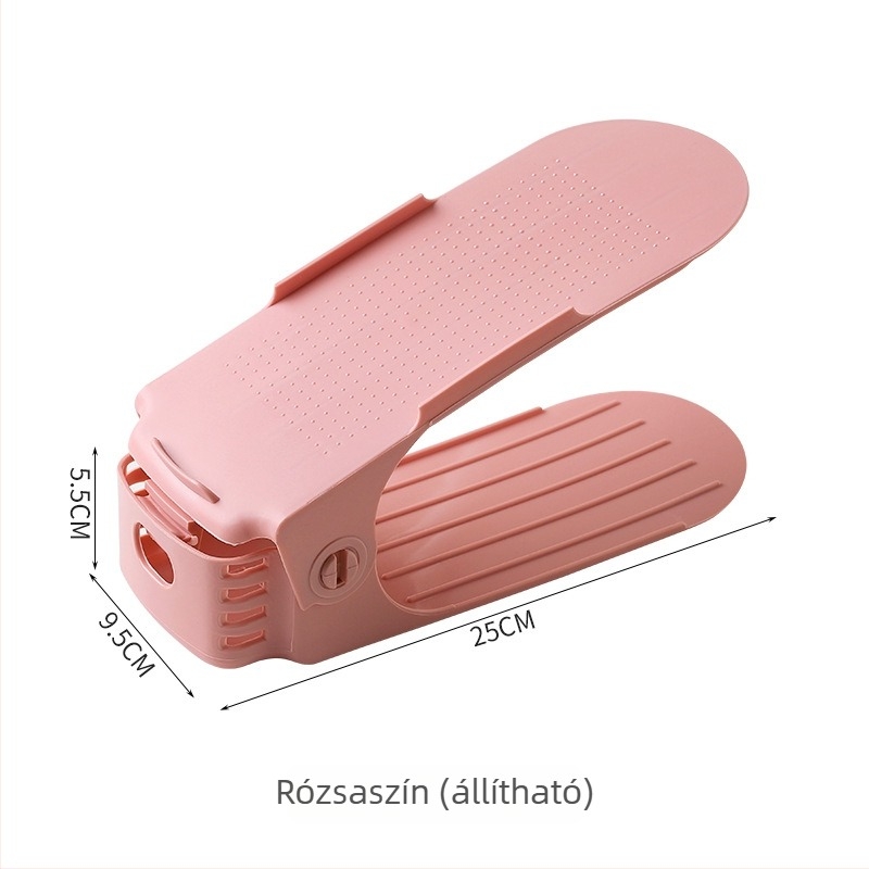 Két‑szintes összecsukható cipőállvány, műanyagból, padlóra álló, helytakarékos tárolás hálószoba, fürdőszoba és nappali számára