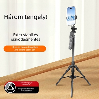 Háromtengelyes telefonos gimbal automata követéssel, alumínium padlóra álló állvány, 5 kg teherbírás, 2–3 szakaszos oszlop